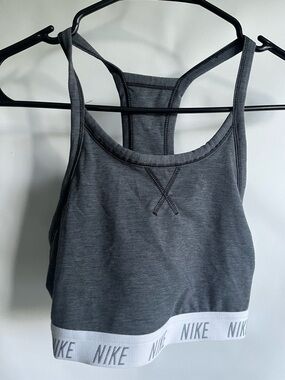 Nike Gray Racerback Sports Bra with White Branded Band